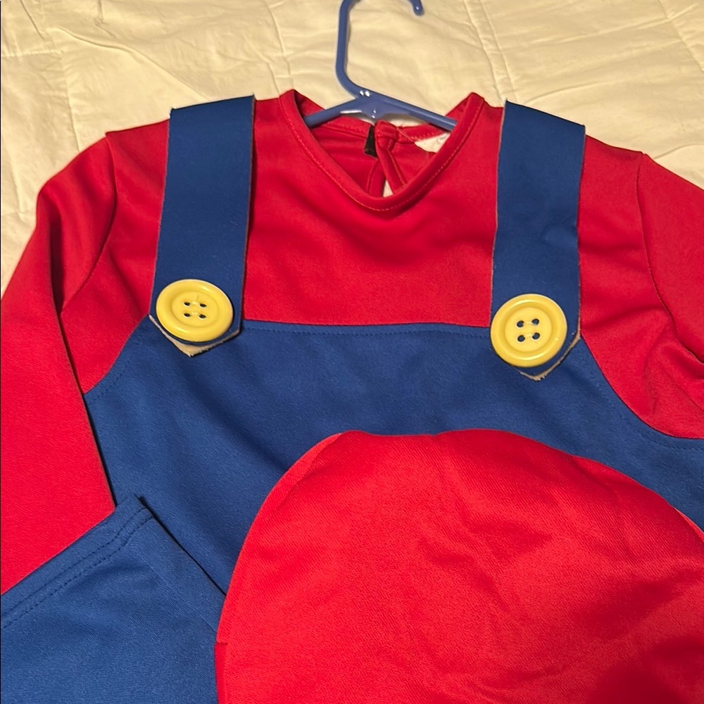 Kids Mario Red & Blue Classic Video Game Overalls Costume - Picture 3 of 3